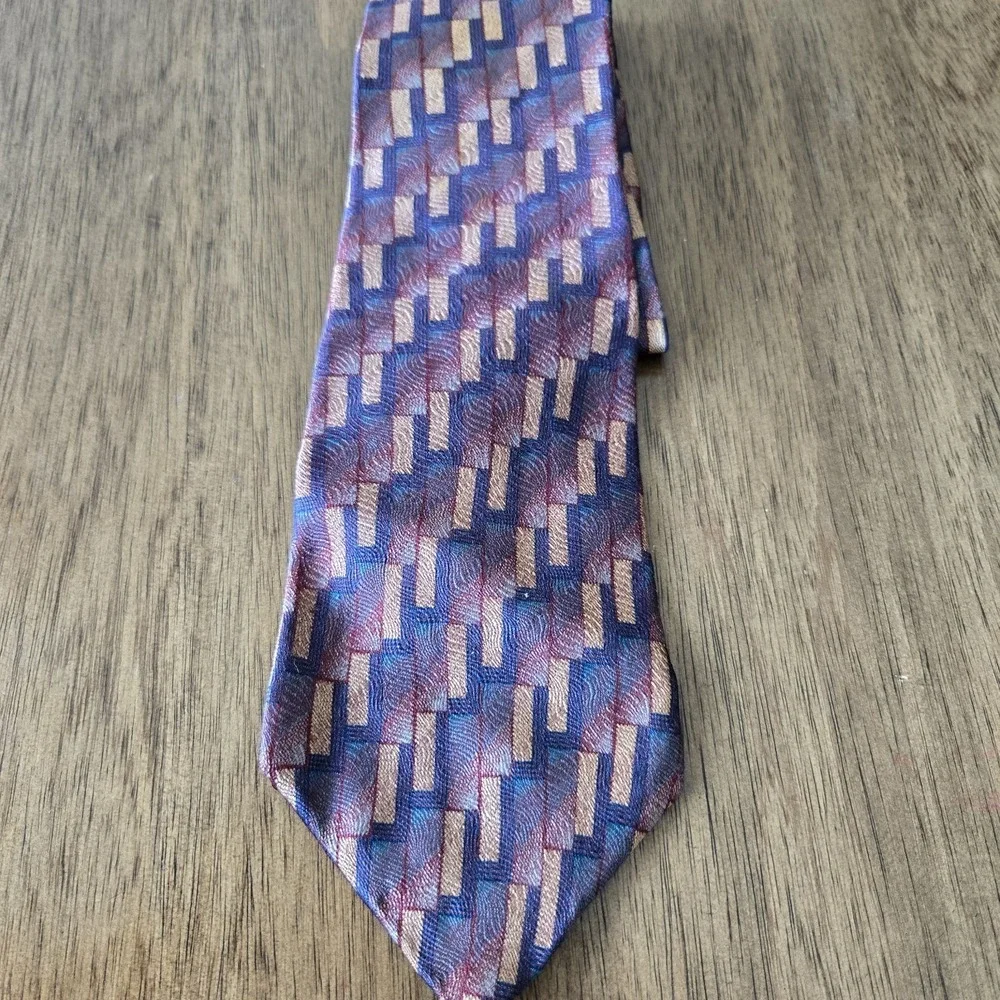 VTG Resilio Repp Tie Purple Red Gold Striped 100% Silk Made in USA 80s 90s